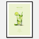 Tavla med en Mojito Drink Poster – Affisch med drink, drinkposter med cocktail, Mojito recept poster
