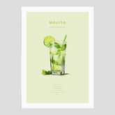 Mojito Drink Poster – Affisch med drink, drinkposter med cocktail, Mojito recept poster