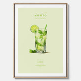 Canvastavla med en Mojito Drink Poster – Affisch med drink, drinkposter med cocktail, Mojito recept poster