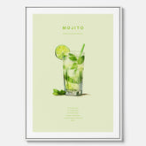 Canvastavla med en Mojito Drink Poster – Affisch med drink, drinkposter med cocktail, Mojito recept poster