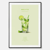 Canvastavla med en Mojito Drink Poster – Affisch med drink, drinkposter med cocktail, Mojito recept poster