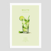 Mojito Drink Poster – Affisch med drink, drinkposter med cocktail, Mojito recept poster