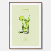 Canvastavla med en Mojito Drink Poster – Affisch med drink, drinkposter med cocktail, Mojito recept poster