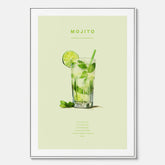 Canvastavla med en Mojito Drink Poster – Affisch med drink, drinkposter med cocktail, Mojito recept poster
