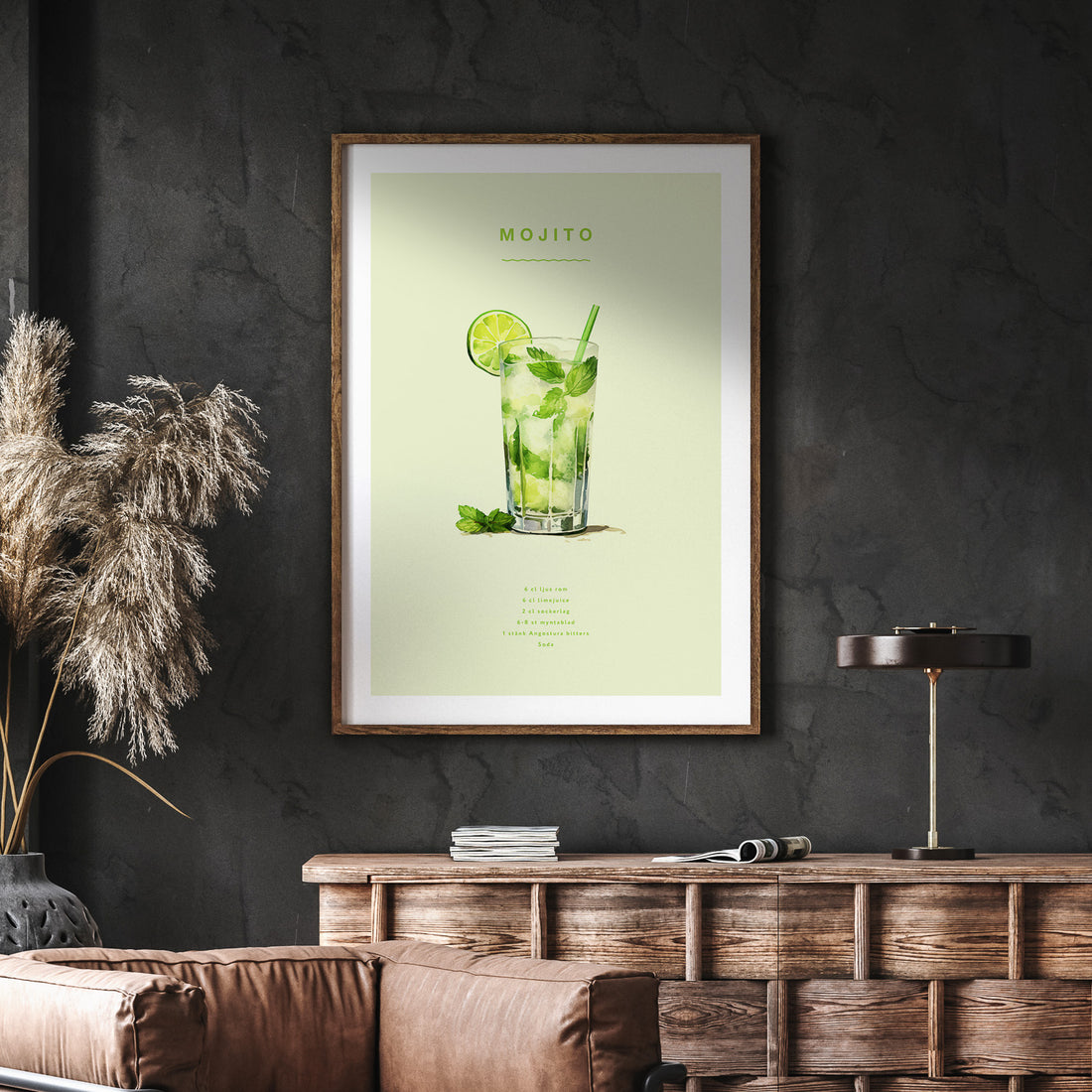 Tavla med en Mojito Drink Poster – Affisch med drink, drinkposter med cocktail, Mojito recept poster