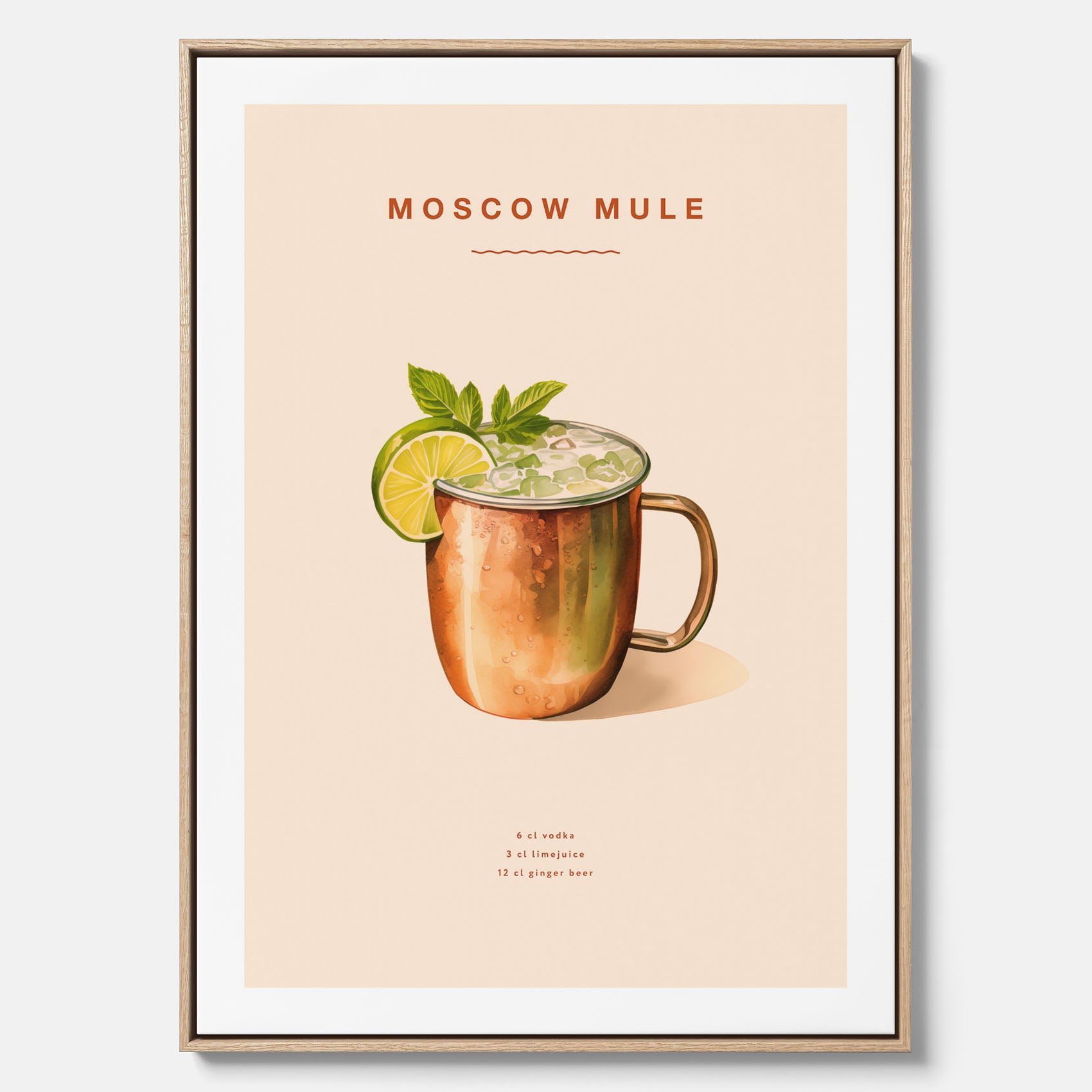 Tavla med Moscow Mule drinkposter canvas