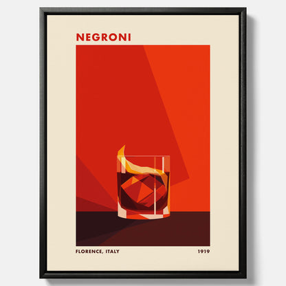 Canvastavla med en Negroni drink poster – Affisch med cocktail, drinkposter med cocktail
