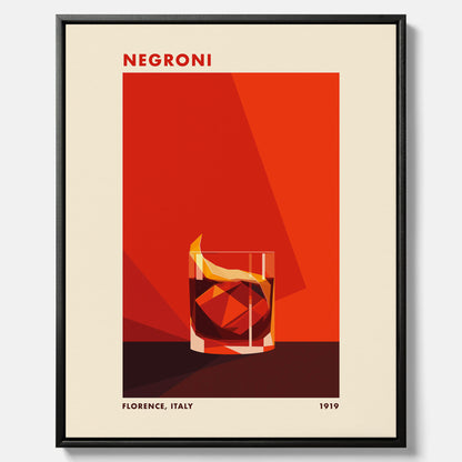 Canvastavla med en Negroni drink poster – Affisch med cocktail, drinkposter med cocktail