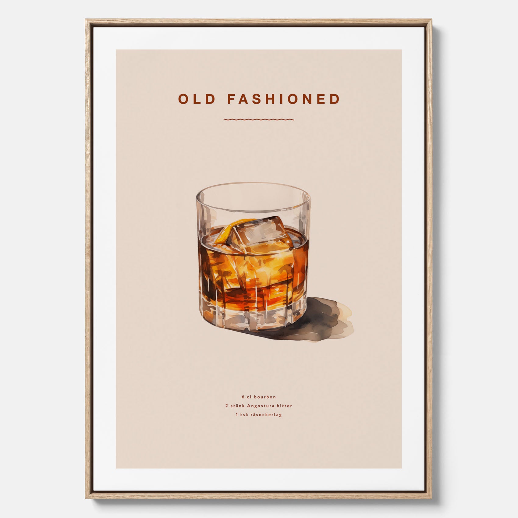 Canvastavla med en Old Fashioned Poster – Affisch med drink, drinkposter