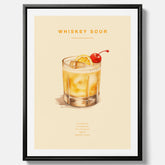 Tavla med poster med Whiskey Sour - Drinkposter canvas