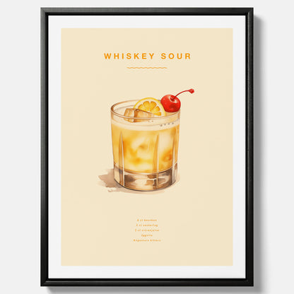 Tavla med poster med Whiskey Sour - Drinkposter canvas