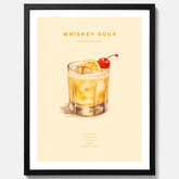 Tavla med poster med Whiskey Sour - Drinkposter
