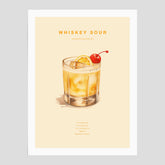 Tavla med poster med Whiskey Sour - Drinkposter