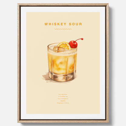 Tavla med poster med Whiskey Sour - Drinkposter canvas