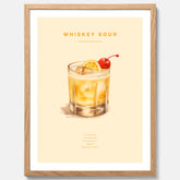 Tavla med poster med Whiskey Sour - Drinkposter