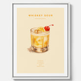 Tavla med poster med Whiskey Sour - Drinkposter canvas