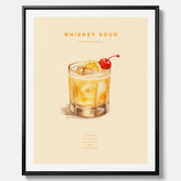 Tavla med poster med Whiskey Sour - Drinkposter canvas