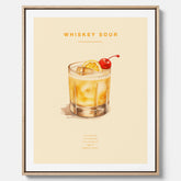 Tavla med poster med Whiskey Sour - Drinkposter canvas