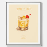 Tavla med poster med Whiskey Sour - Drinkposter canvas