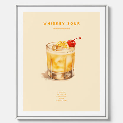 Tavla med poster med Whiskey Sour - Drinkposter canvas