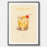 Tavla med poster med Whiskey Sour - Drinkposter canvas