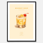 Tavla med poster med Whiskey Sour - Drinkposter