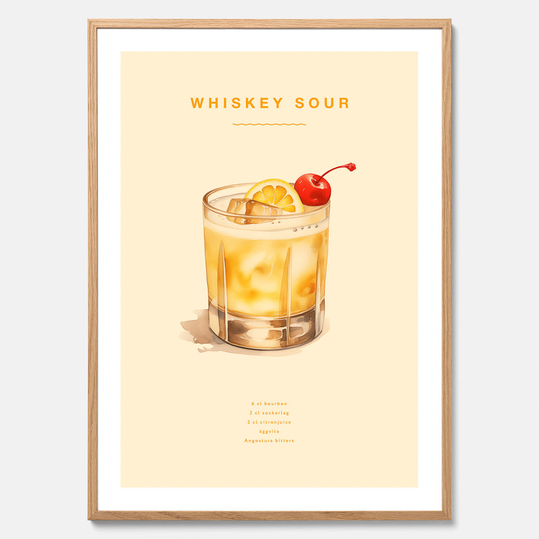 Tavla med poster med Whiskey Sour - Drinkposter
