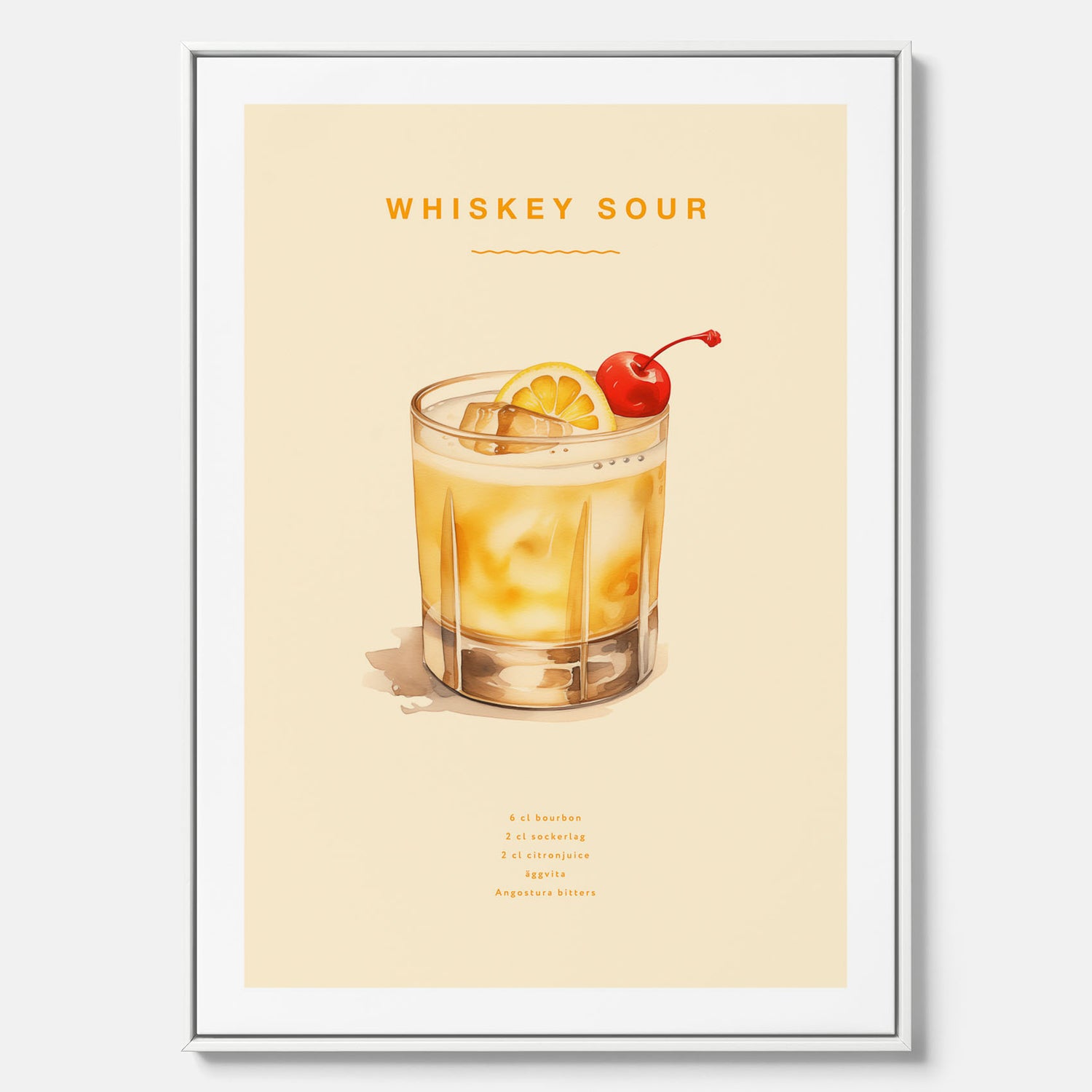 Tavla med poster med Whiskey Sour - Drinkposter canvas