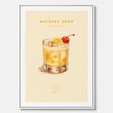 Tavla med poster med Whiskey Sour - Drinkposter canvas