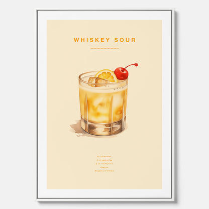 Tavla med poster med Whiskey Sour - Drinkposter canvas
