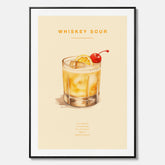 Tavla med poster med Whiskey Sour - Drinkposter canvas