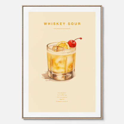 Tavla med poster med Whiskey Sour - Drinkposter canvas
