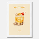 Tavla med poster med Whiskey Sour - Drinkposter canvas