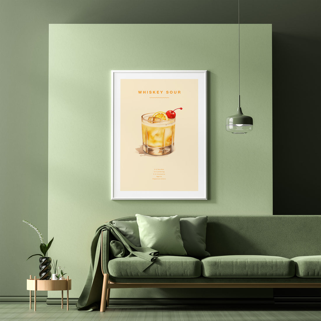 Tavla med poster med Whiskey Sour - Drinkposter