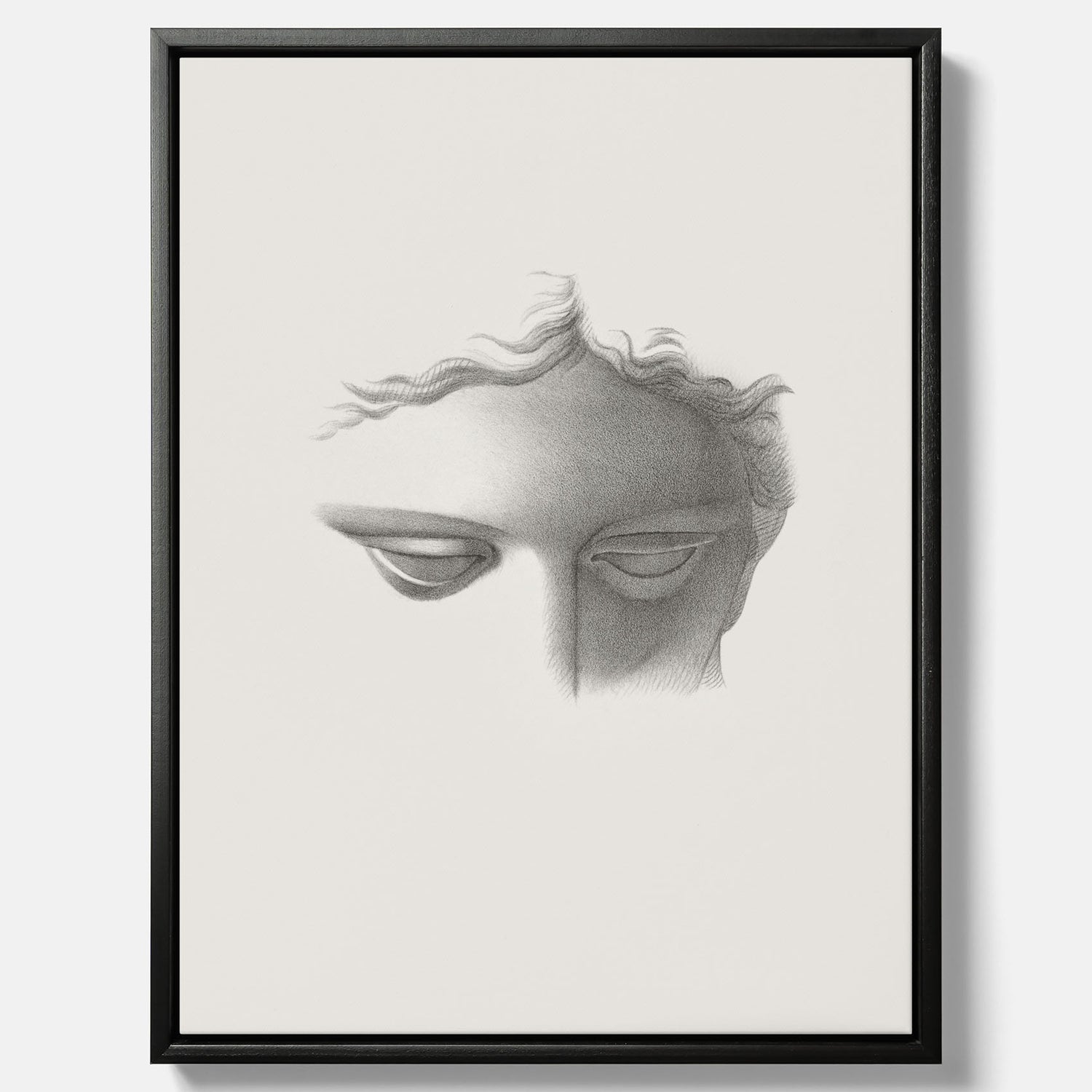 Vintageaffisch på canvas med en minimalistisk illustration av statyn Apollo di Belvedere av konstnären James Fuller Queen