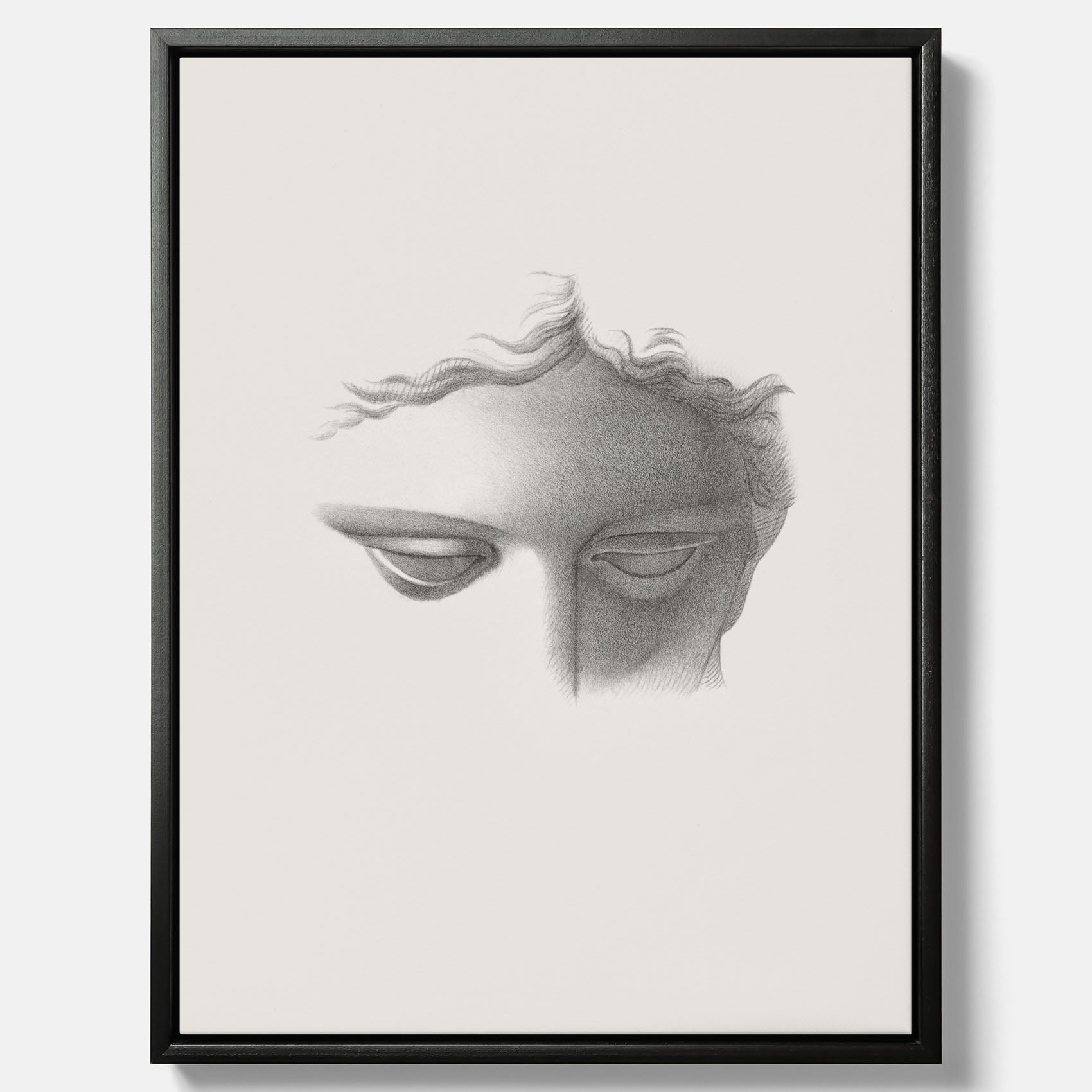 Vintageaffisch på canvas med en minimalistisk illustration av statyn Apollo di Belvedere av konstnären James Fuller Queen