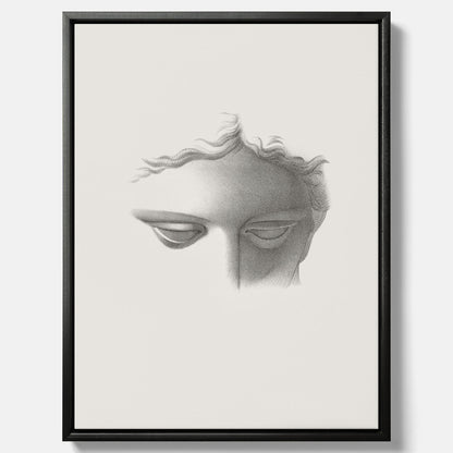 Vintageaffisch på canvas med en minimalistisk illustration av statyn Apollo di Belvedere av konstnären James Fuller Queen
