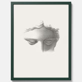 Vintageaffisch med en minimalistisk illustration av statyn Apollo di Belvedere av konstnären James Fuller Queen
