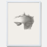 Vintageaffisch med en minimalistisk illustration av statyn Apollo di Belvedere av konstnären James Fuller Queen
