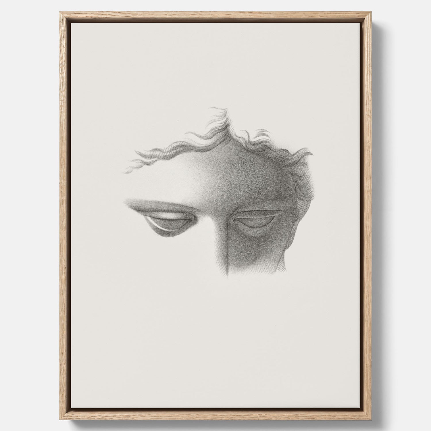 Vintageaffisch på canvas med en minimalistisk illustration av statyn Apollo di Belvedere av konstnären James Fuller Queen