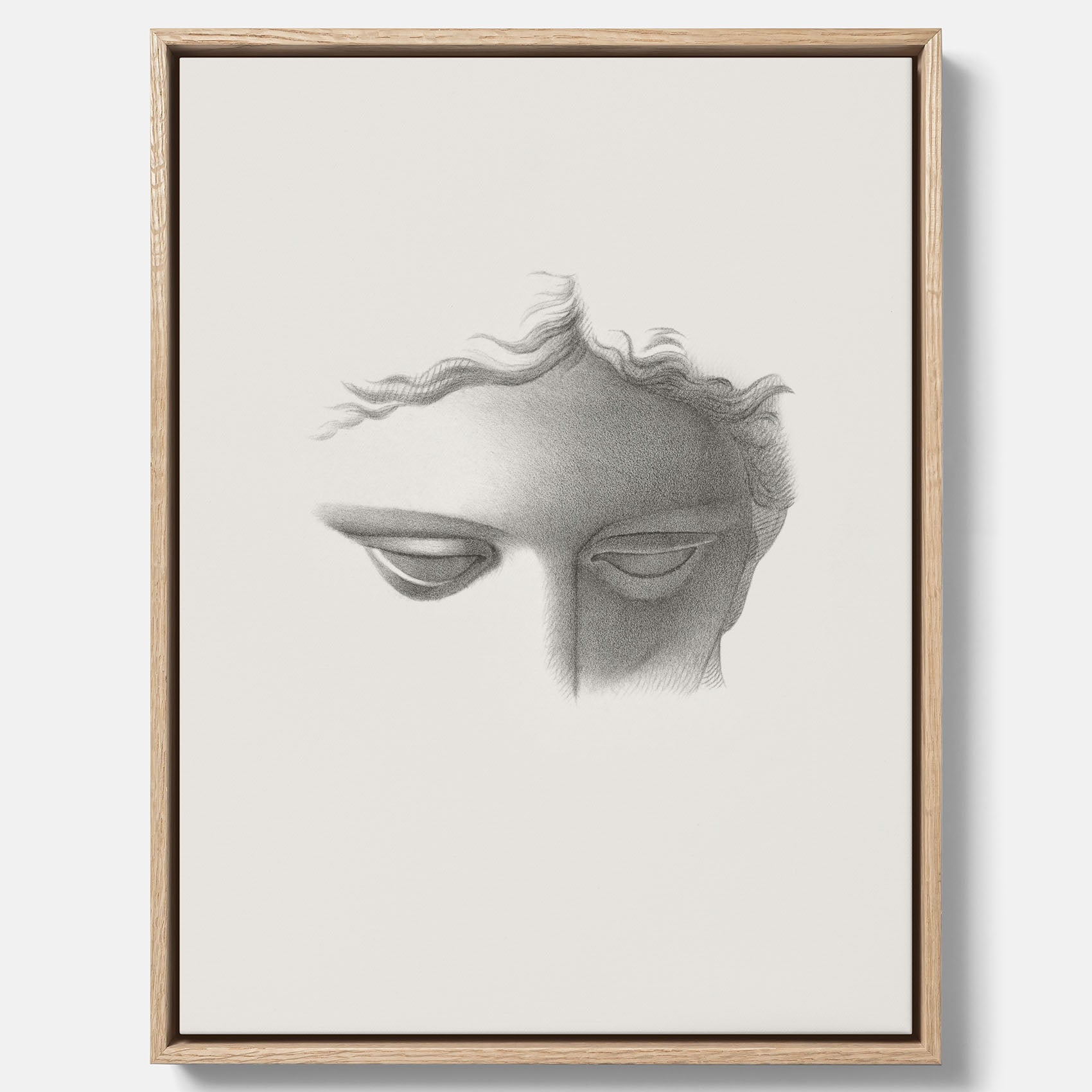 Vintageaffisch på canvas med en minimalistisk illustration av statyn Apollo di Belvedere av konstnären James Fuller Queen
