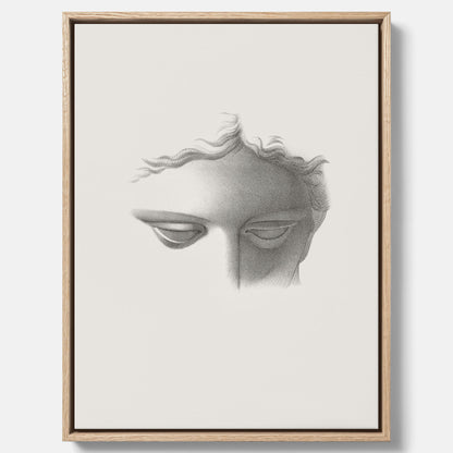 Vintageaffisch på canvas med en minimalistisk illustration av statyn Apollo di Belvedere av konstnären James Fuller Queen