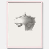 Vintageaffisch med en minimalistisk illustration av statyn Apollo di Belvedere av konstnären James Fuller Queen