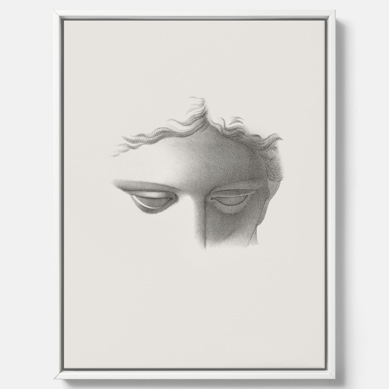 Vintageaffisch på canvas med en minimalistisk illustration av statyn Apollo di Belvedere av konstnären James Fuller Queen