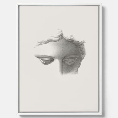 Vintageaffisch på canvas med en minimalistisk illustration av statyn Apollo di Belvedere av konstnären James Fuller Queen