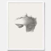 Vintageaffisch med en minimalistisk illustration av statyn Apollo di Belvedere av konstnären James Fuller Queen