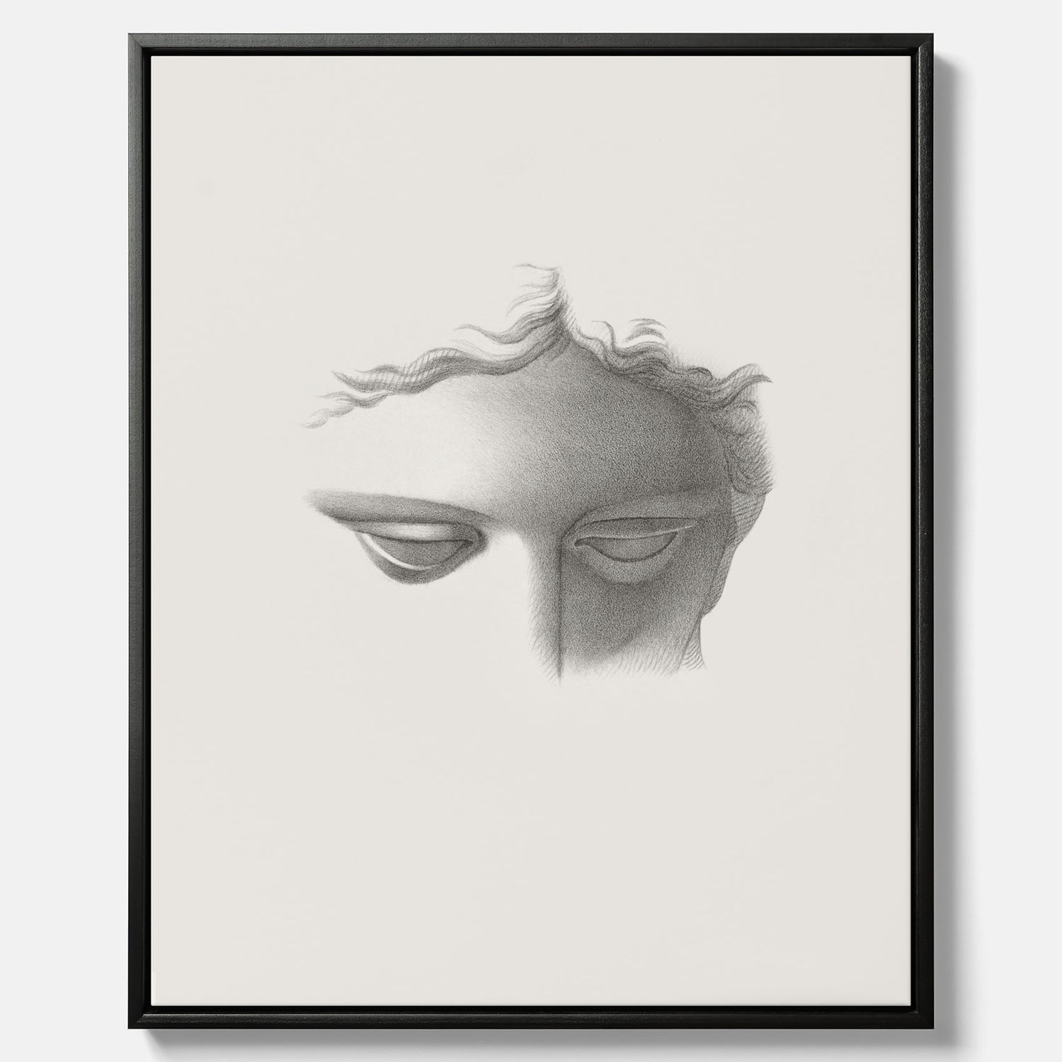 Vintageaffisch på canvas med en minimalistisk illustration av statyn Apollo di Belvedere av konstnären James Fuller Queen
