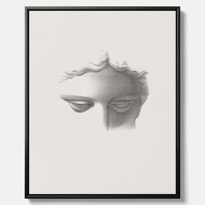 Vintageaffisch på canvas med en minimalistisk illustration av statyn Apollo di Belvedere av konstnären James Fuller Queen