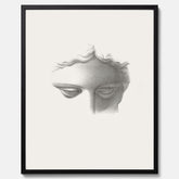 Vintageaffisch med en minimalistisk illustration av statyn Apollo di Belvedere av konstnären James Fuller Queen
