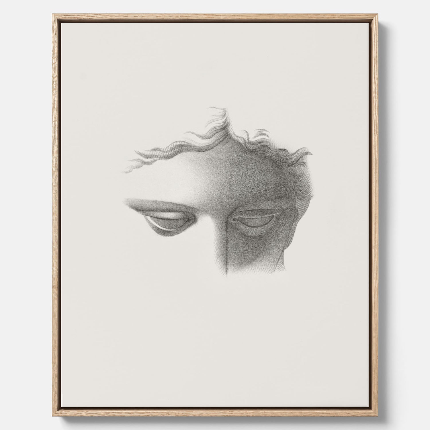 Vintageaffisch på canvas med en minimalistisk illustration av statyn Apollo di Belvedere av konstnären James Fuller Queen